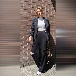 Zara Black Wide-Leg Sweat Pants